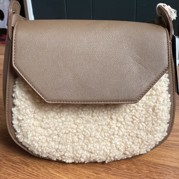 Faux Leather Brown Crossbody Sherpa Western - Picture 2 of 8